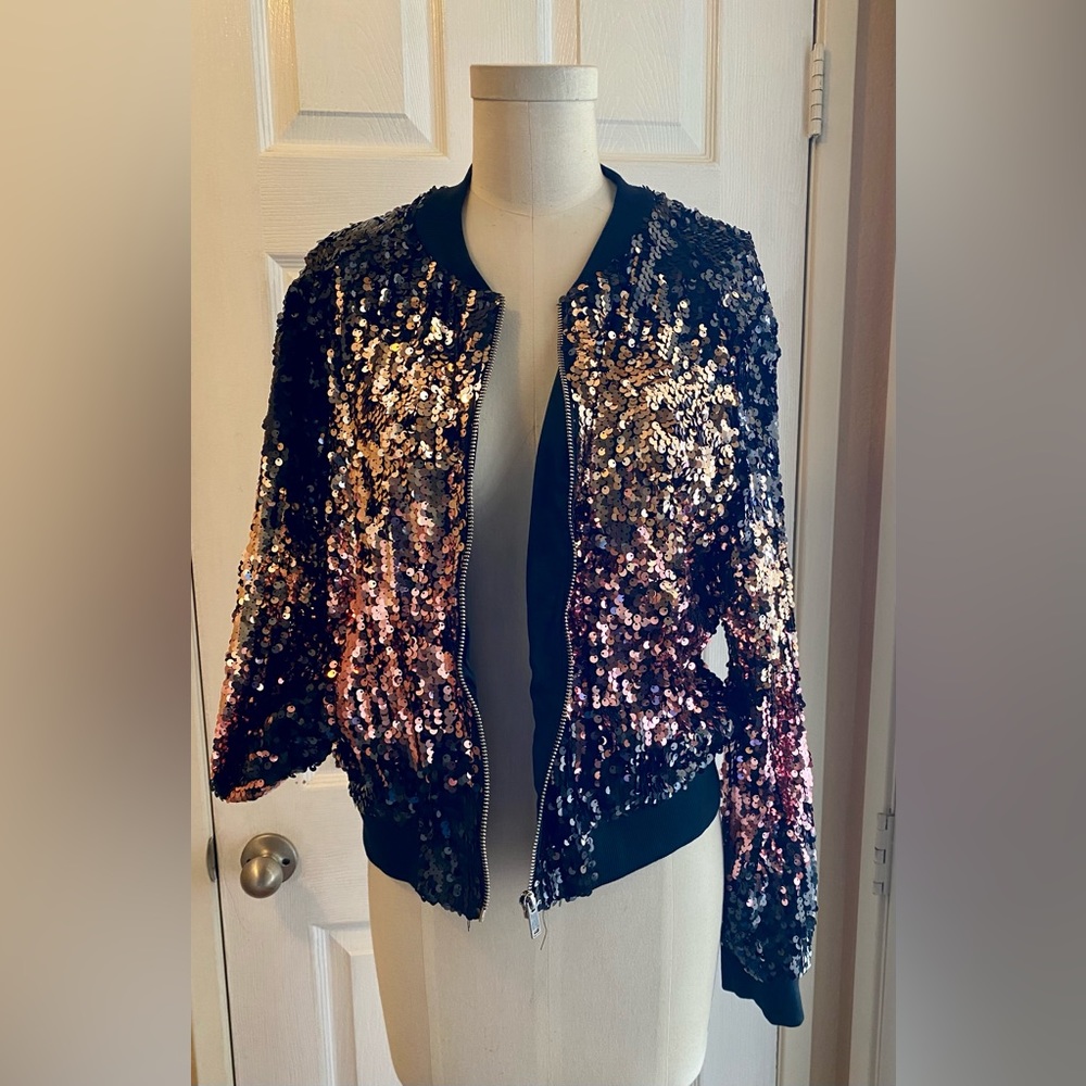 Sequins Bomber Style Jacket